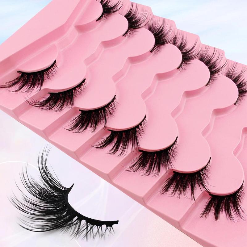 Cat Eye Half False Eyelashes, 7 Pairs Natural Look Wispy Fluffy Faux Eyelashes, Tail Elongated Lashes For Lashes Extensions, Christmas Gift