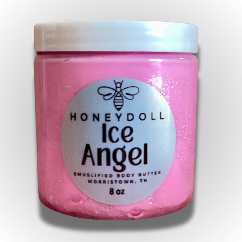 IceAngel Emulsified Body Butter - Snow Fairy Scented with Pear, Cotton Candy, Vanilla, and Cherry Notes - Shimmering Body Butter - Body Care