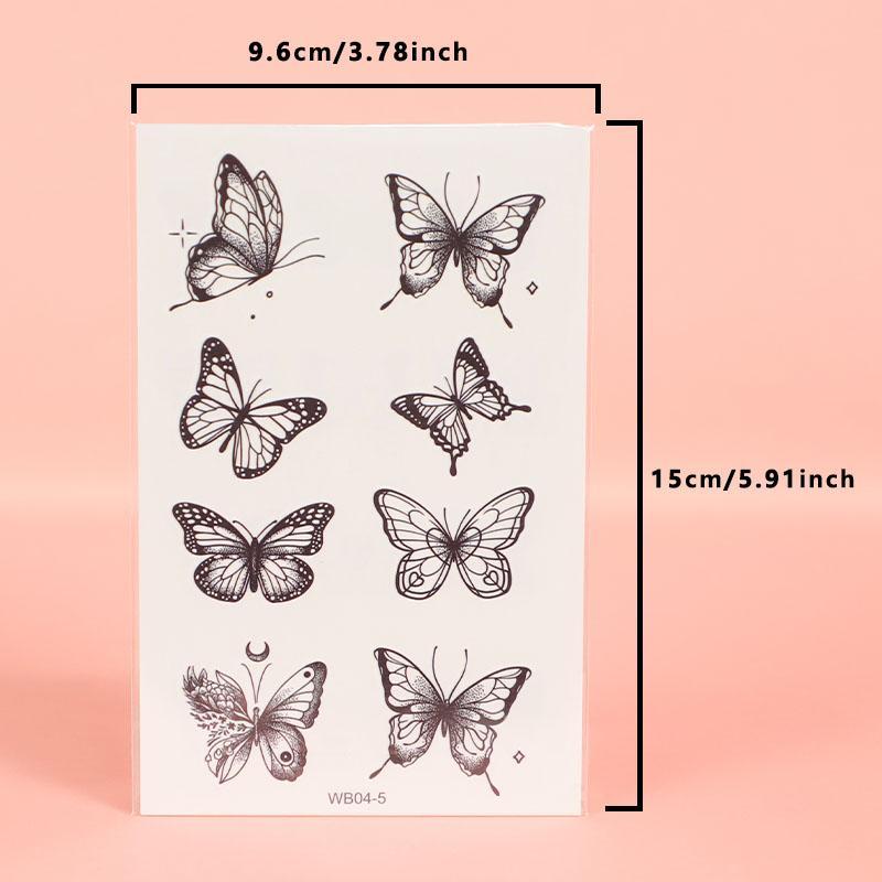 Butterfly Pattern Temporary Tattoo Sticker, 5 Counts set Waterproof Body Art Sticker for Women & Girls