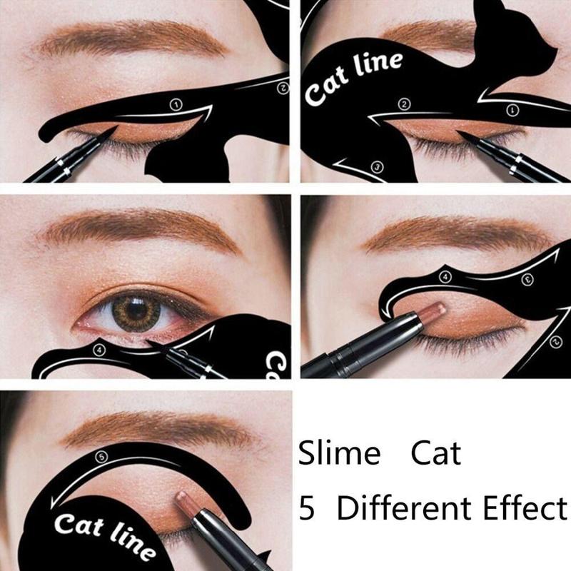 2pcs Cat Shape Eyeliner Stencil, Eyeliner Auxiliary Makeup Tool Eyeliner Guide Eye Shadow Template, Effortless Makeup Stencil Cards, Eye Makeup Aid Tool for Beginners