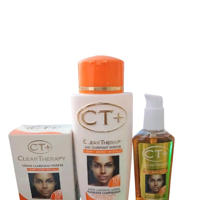 therapy clear ct+ eclaircissant skincare good for face and body lotion 250ml oil 75ml and soap 175g pack of 3