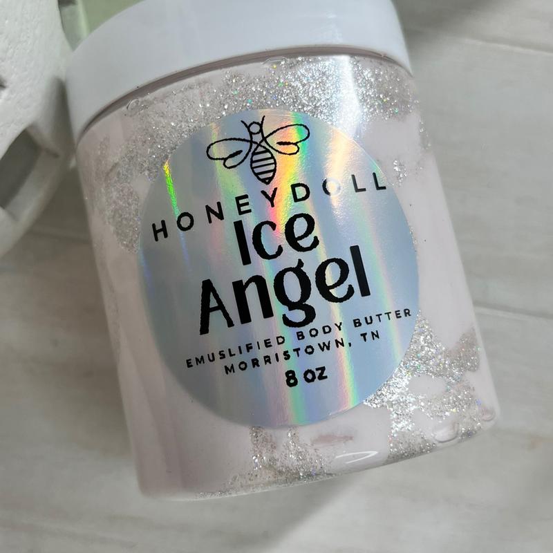 IceAngel Emulsified Body Butter - Snow Fairy Scented with Pear, Cotton Candy, Vanilla, and Cherry Notes - Shimmering Body Butter - Body Care