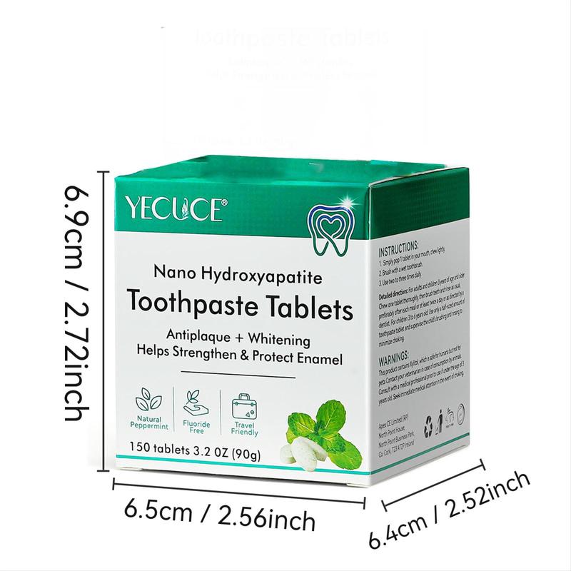 90g Nano Hydroxyapatite Toothpaste Tablets, 150pcs box Refreshing Peppermint Flavor Toothpaste Tablets, Convenient for Travel & Daily