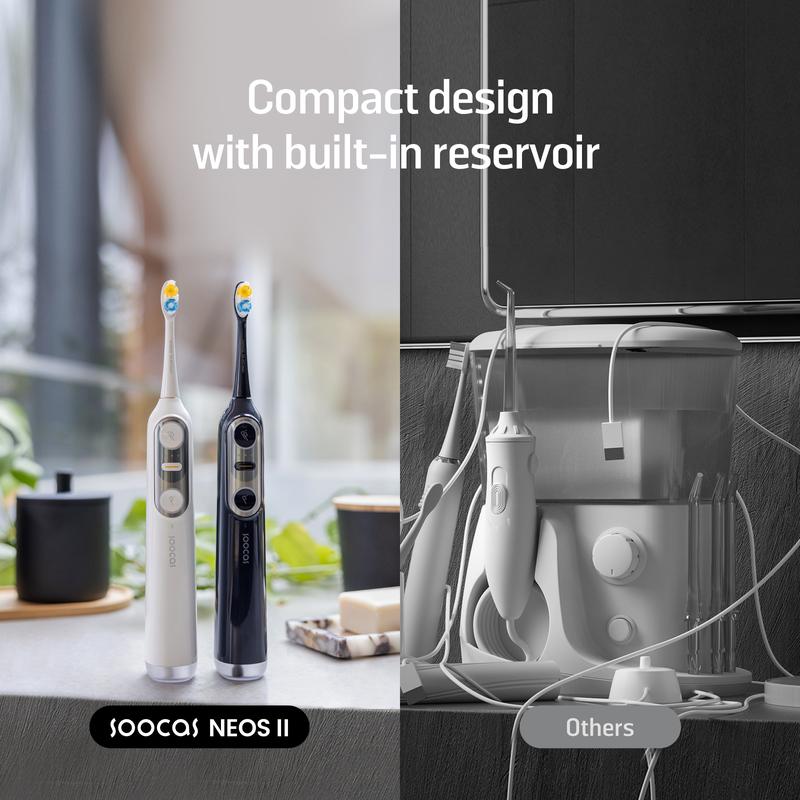 Soocas NEOS II - Electric Toothbrush with Water Flosser, Sonic Electric Toothbrush for Adults, Cordless Flossing Toothbrush with Built-in Water Tank