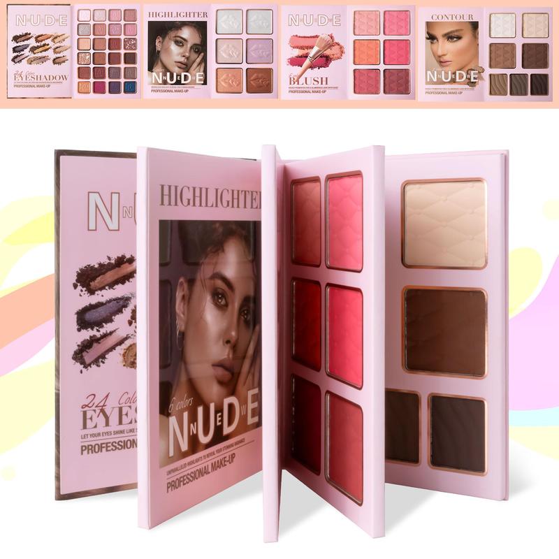 43 Color Multifunctional Makeup Palette, 4-layer Eyeshadow Book, Matte & Glitter Makeup Palette, Blush Contour Highlighter Makeup Palette, Makeup Set for Women