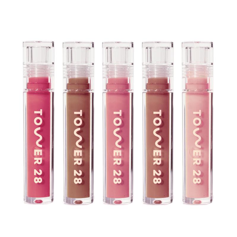 Tower 28 Milky Lip Set, Lip Gloss Set featuring Pistachio, Coconut, Cashew, Oat, Almond Chocolate Lipstick