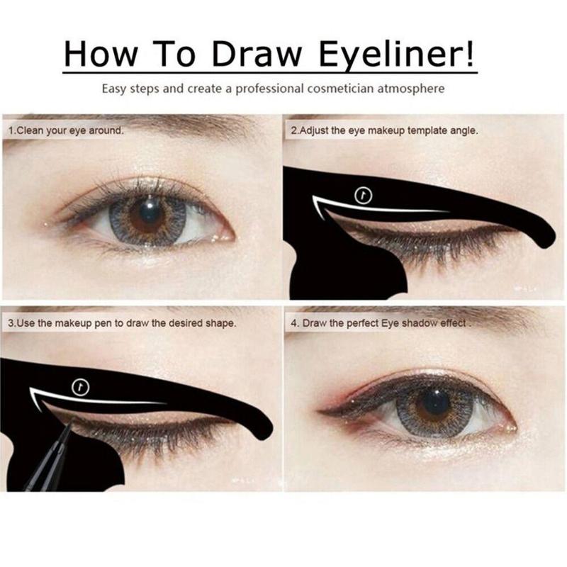 2pcs Cat Shape Eyeliner Stencil, Eyeliner Auxiliary Makeup Tool Eyeliner Guide Eye Shadow Template, Effortless Makeup Stencil Cards, Eye Makeup Aid Tool for Beginners