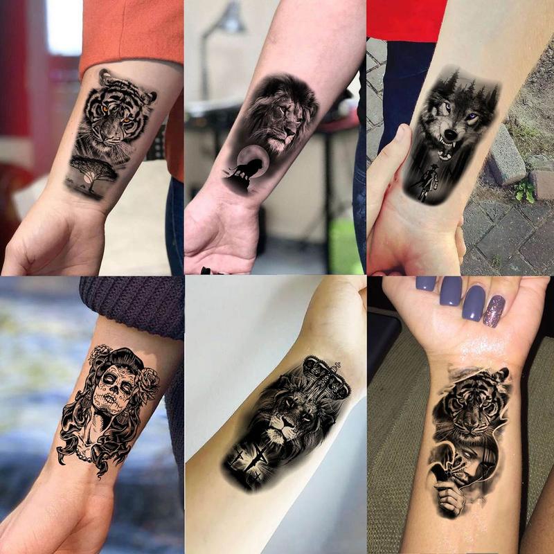 Animal Pattern Temporary Tattoo Sticker, 60pcs set Fake Tattoo Sticker, Body Art Sticker for Women & Men, Realistic Tattoo Sticker for Arms, Neck, Ankle, Legs, Painless Body Art Decoration