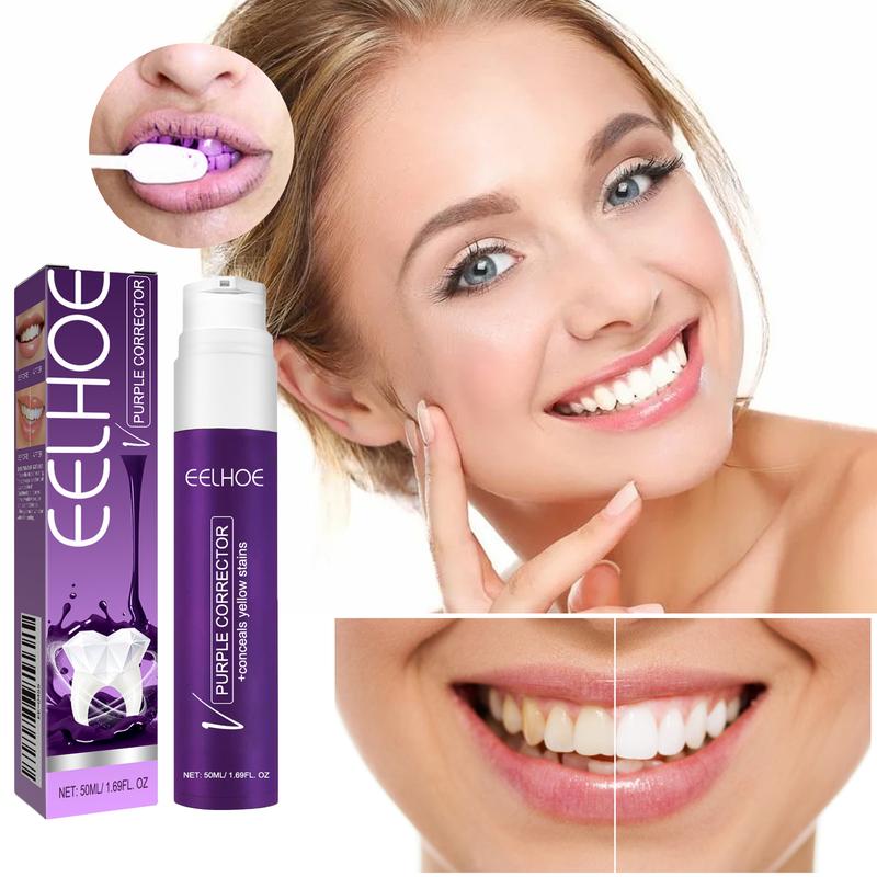 EELHOE v34 Purple Toothpaste for Beautiful Teeth, Removing Stains and Preventing Pigmentation Deposition, Cleaning Yellow Teeth, Whitening and Brightening