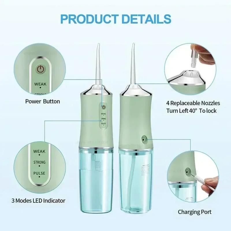 Portable Teeth Cleaner, Efficient Water Flosser, USB Rechargeable, 230ML Large Capacity, Ideal for Travel and Home Use, Perfect as a Gift