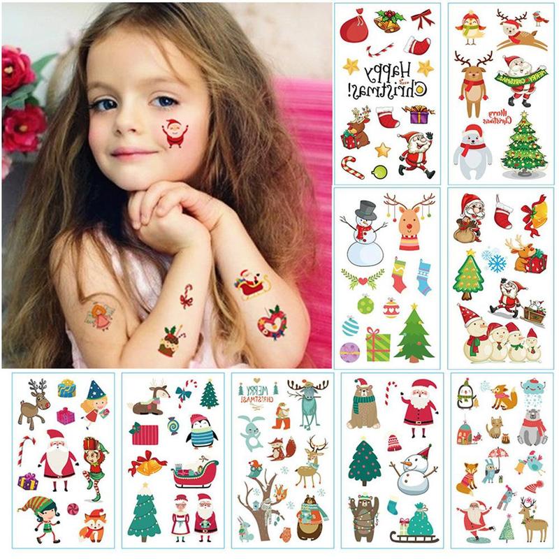 Random Patterns Christmas Temporary Tattoo Sticker, 1 Count Waterproof Long Lasting Fake Tattoo Sticker, Festive Decoration for Home Party