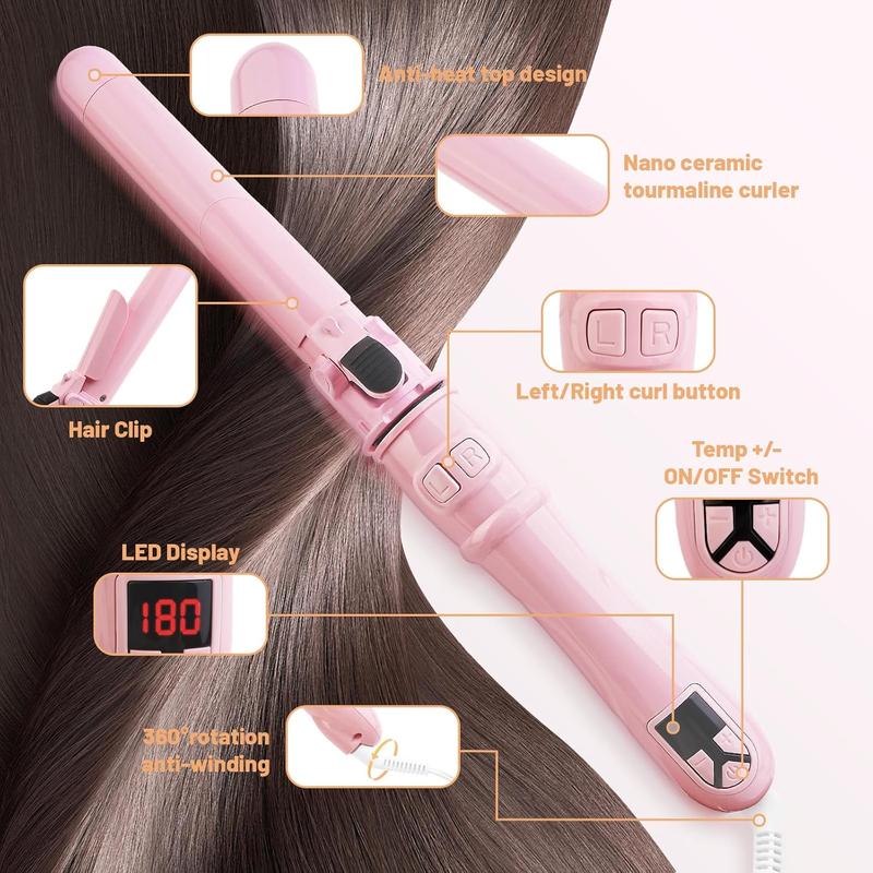 Rotating Curling Iron for Beach Waves, Portable Electric Hair Curler for Christmas Gift, Christmas 2024 1.1 Inch Hair Curling Wand for Long Short Hair, Winter & New Year Gift, Stocking Fillers, Winter Essentials