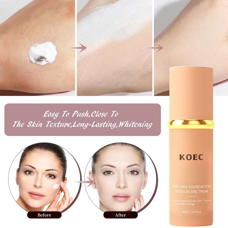 4 In 1 Liquid Foundation, Oil-Free Soft Matte Long-lasting Concealer Moisturizing Base Suitable for Any Skin Type