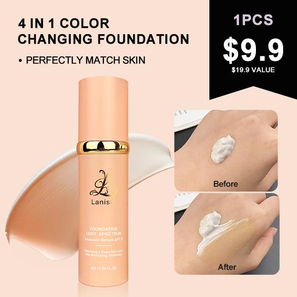 Lanisty Foundation 4 in 1-Light Spectrum for Flawless Moisturizing Makeup Foundation Clear Color Sunscreen Spf50+ Concealer