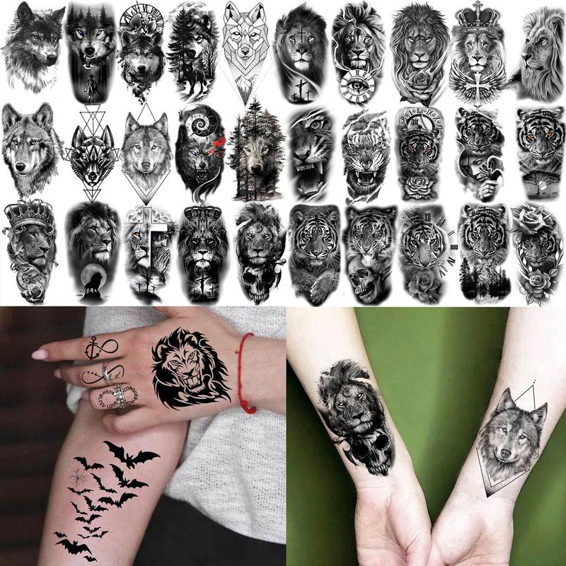 Animal Pattern Temporary Tattoo Sticker, 60pcs set Fake Tattoo Sticker, Body Art Sticker for Women & Men, Realistic Tattoo Sticker for Arms, Neck, Ankle, Legs, Painless Body Art Decoration