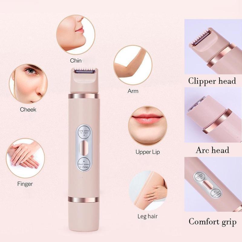 2 in 1 Rechargeable Electric Hair Shaver, 1 Count Double Cutter Head Design Hair Remover, Wet & Dry Use Body Hair Trimmer for Home & Travel