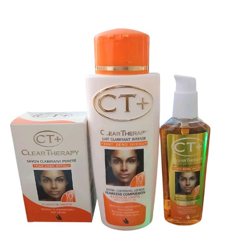 therapy clear ct+ eclaircissant skincare good for face and body lotion 250ml oil 75ml and soap 175g pack of 3