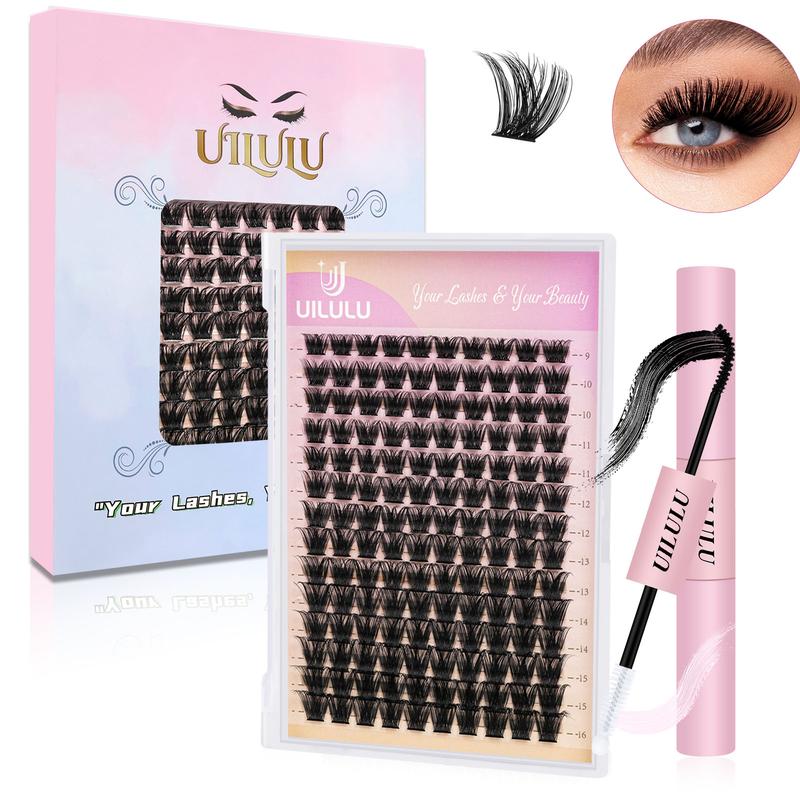 UILULU DIY  Extension Kit Individual  Cluster D Curl Eyelash Set (0.07D-9-16MM Kit)