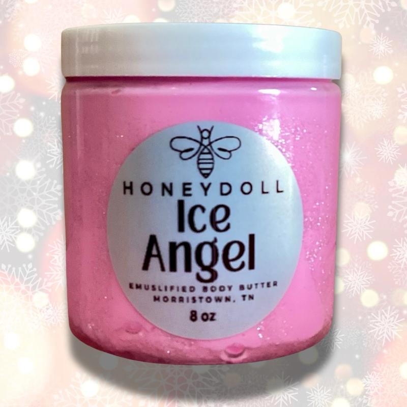 IceAngel Emulsified Body Butter - Snow Fairy Scented with Pear, Cotton Candy, Vanilla, and Cherry Notes - Shimmering Body Butter - Body Care