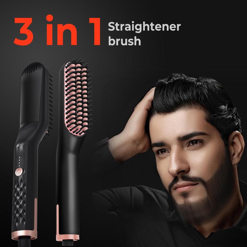 Electric Hair Straightener, Non-slip Design Hair Straightening Brush with Double Side Titanium Plates, Professional Hair Styling Tool for Home & Salon Use