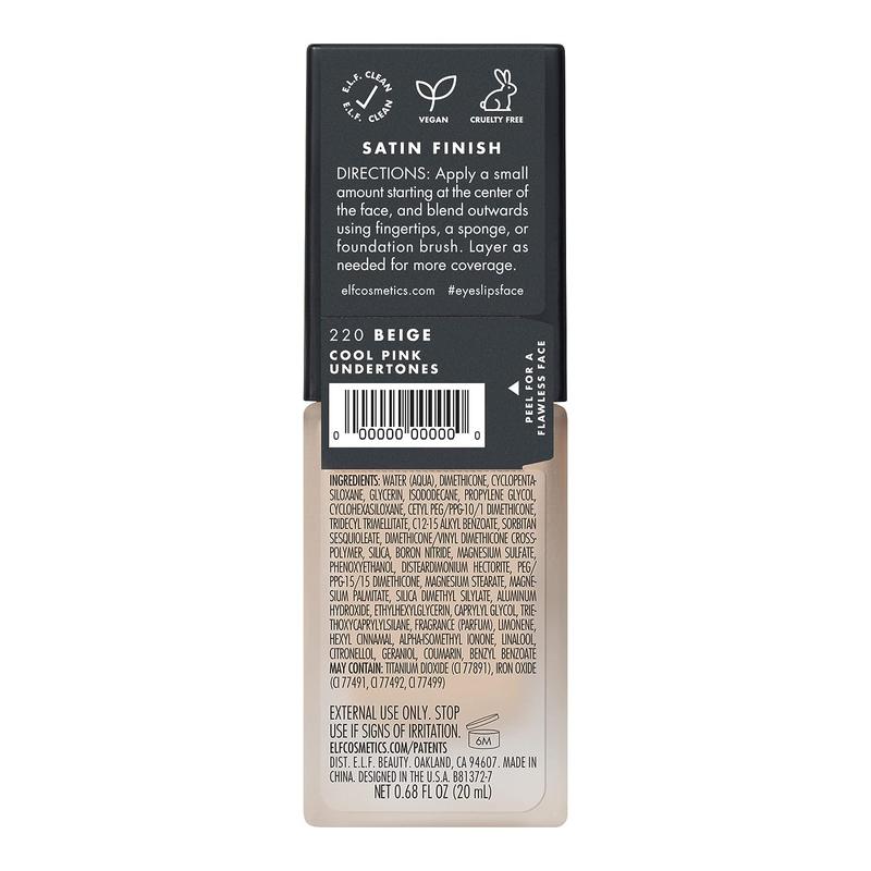 e.l.f. Flawless Finish Foundation, Improves Uneven Skin Tone, Lightweight, Medium Coverage & Semi-Matte, Vegan & Cruelty-Free, Beige 0.68 Fl Oz Long-lasting Hydrating