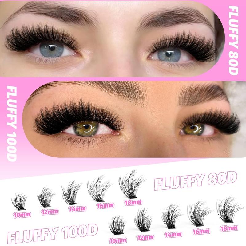 Fluffy False Eyelashes, 1 Set Mixed Style & Length Individual Lashes with Tools, Self Grafting Curl Eyelashes, Eye Makeup Enhancement for Women