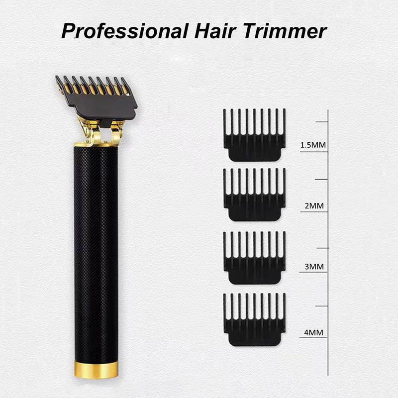 Professional Cordless Hair Trimmer, Hair Clippers for Men T Blade Trimmer Zero Gapped Trimmer Rechargeable Beard Trimmer Shaver Hair Cutting Kit with Ear Spoon Tool Set, Black Brush Handle