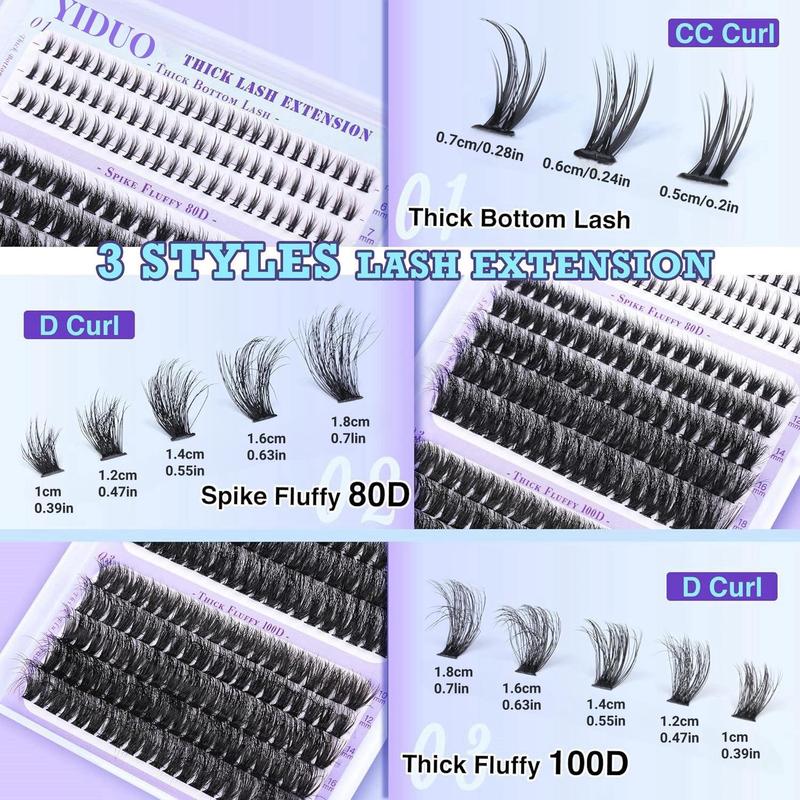 Fluffy False Eyelashes, 1 Set Mixed Style & Length Individual Lashes with Tools, Self Grafting Curl Eyelashes, Eye Makeup Enhancement for Women