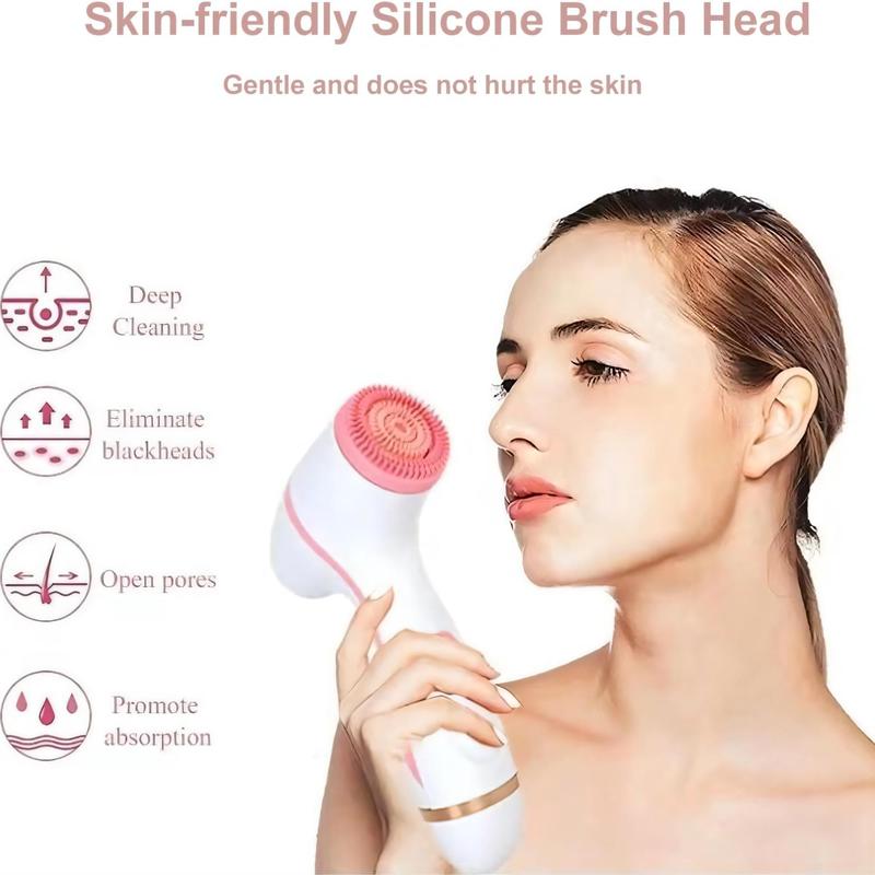 3 in 1 Electric Facial Cleansing Brush, USB Rechargeable Facial Cleansing Tool with Replacement Head, Facial Cleansing Machine for Women, 3-in-1 Facial Cleaning Brush for Women Skincare