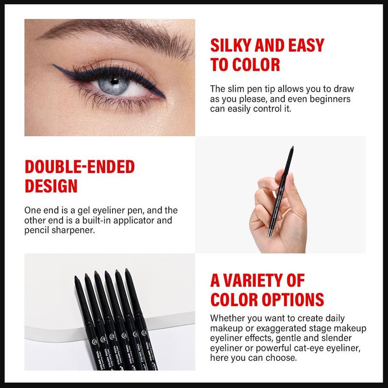 Longlasting Eyeliner, 6 Counts Waterproof Smudge-proof Eyeliner with Sharpener, Easy To Apply for Eye Makeup, Professional Daily Makeup Accessories