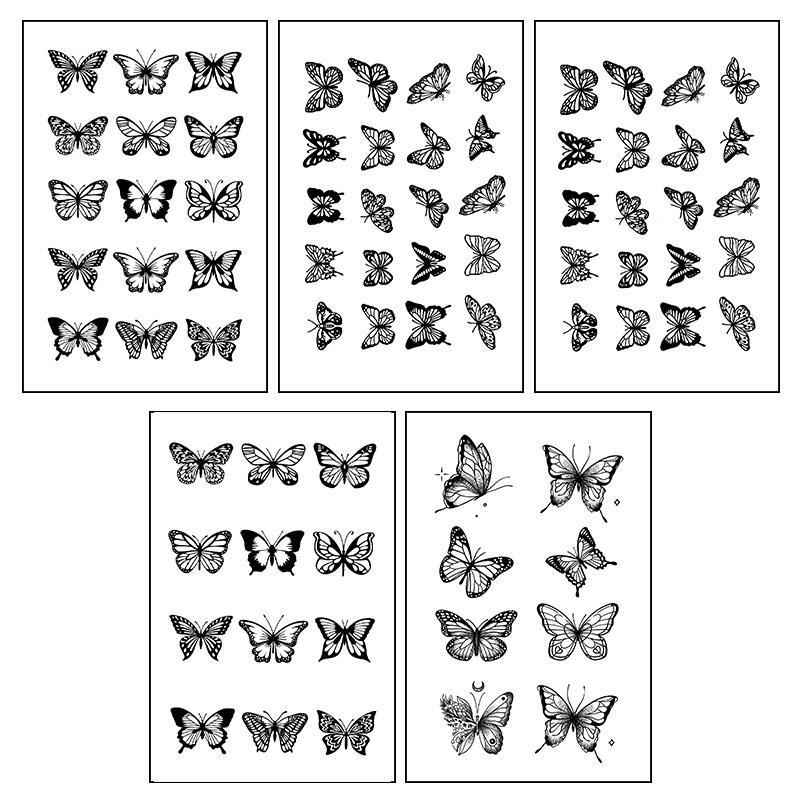 Butterfly Pattern Temporary Tattoo Sticker, 5 Counts set Waterproof Body Art Sticker for Women & Girls