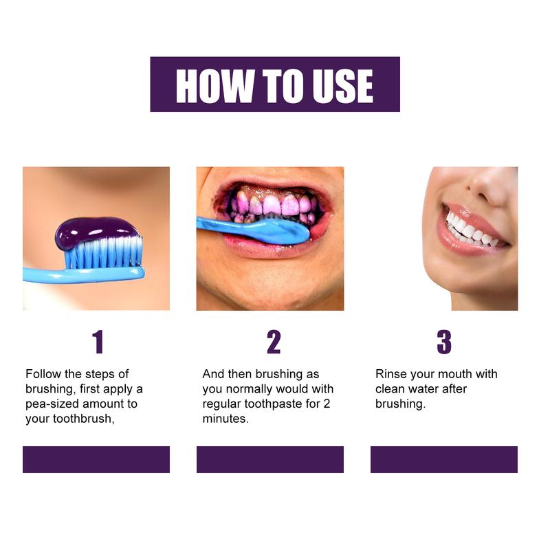 EELHOE v34 Purple Toothpaste for Beautiful Teeth, Removing Stains and Preventing Pigmentation Deposition, Cleaning Yellow Teeth, Whitening and Brightening