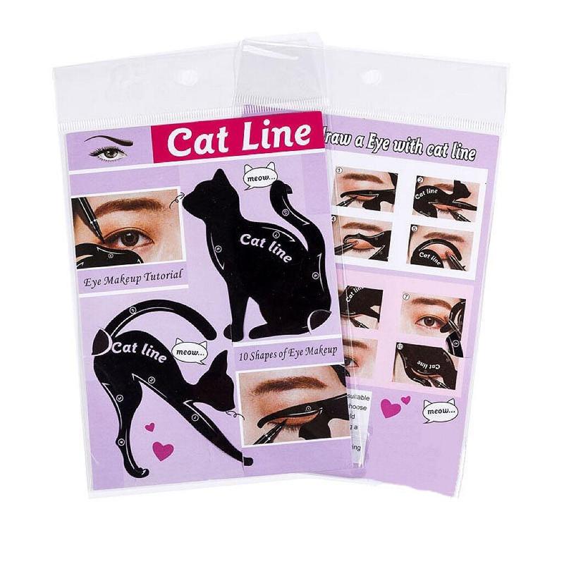 2pcs Cat Shape Eyeliner Stencil, Eyeliner Auxiliary Makeup Tool Eyeliner Guide Eye Shadow Template, Effortless Makeup Stencil Cards, Eye Makeup Aid Tool for Beginners