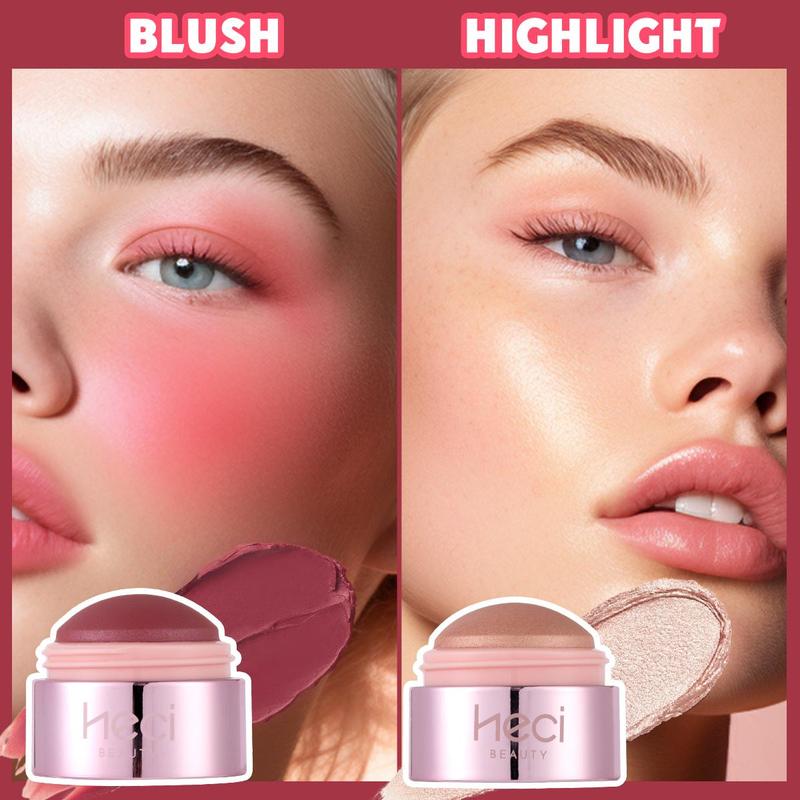 Long Lasting Highlighter & Blush Set, 2 Counts set Non-greasy Lightweight Blush & Highlighter Stick, Natural Look Blush for Daily Makeup, Christmas Gift