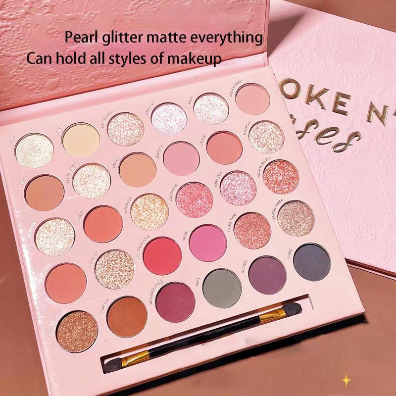 30 Colors Glitter Eyeshadow Palette, Shimmering Eyeshadow Makeup Product, High Pigmented Glittering Blendable Eyeshadow Powder