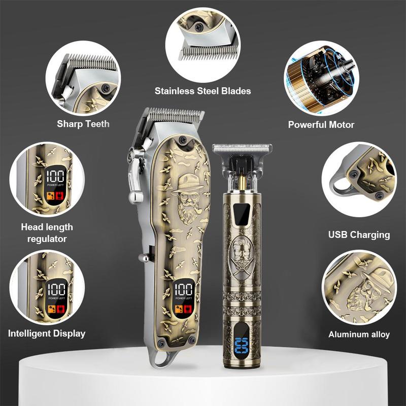 Professional Hair Barber Clippers, 1 Box Cordless Clipper with LED Display for Hair Cutting, Hair Cutting Machines, Mens Hair Clipper and Trimmer Kit for Barber, Christmas Gift, Barber Kit