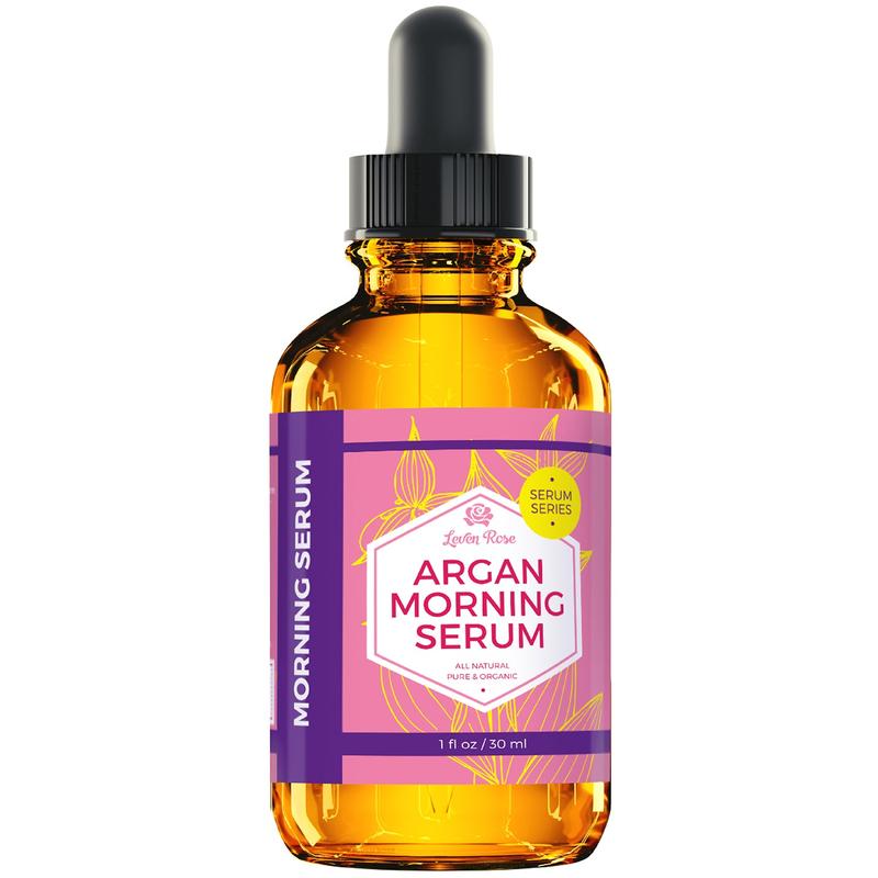 Leven Rose Argan Morning Serum - 1 oz, Daily Hydrating Oil with Vitamin C & E, Blueberry & Pomegranate Skincare Moisture Calendula