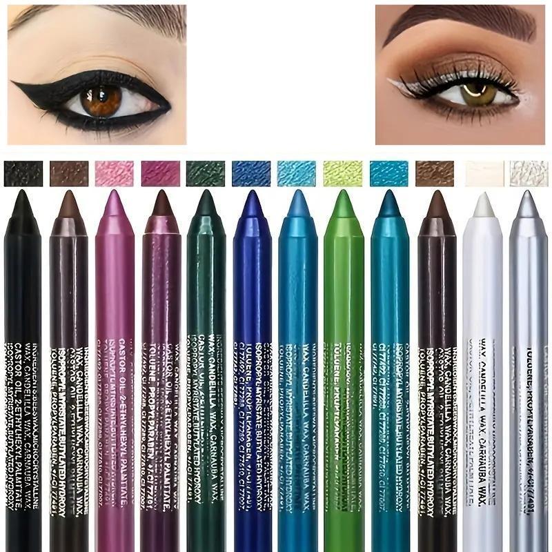 14 Color Eyeliner Shades Pen, High Color Pearl Gloss Finish, Smoked Punk Gothic Eyeliner Pen, Back To School