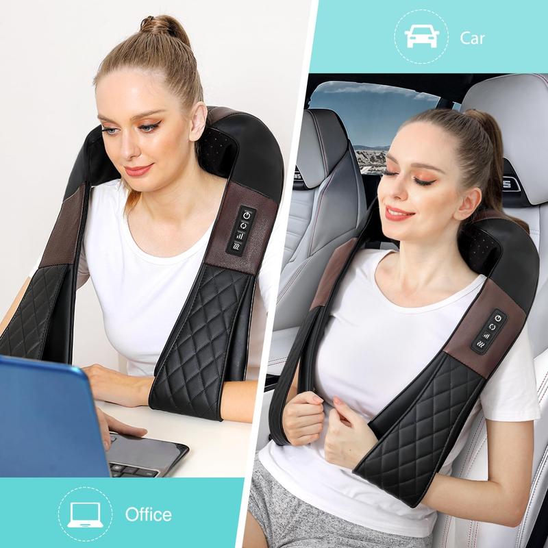 Shiatsu Neck and Shoulder Massager - Back Massager with Heat, Deep Kneading Electric Massage Pillow for Neck, Back, Shoulder,Foot,Body,Best Gifts for Parents,Best gift of Christmas and Christmas surprise.