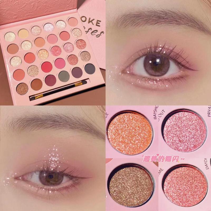 30 Colors Glitter Eyeshadow Palette, Shimmering Eyeshadow Makeup Product, High Pigmented Glittering Blendable Eyeshadow Powder