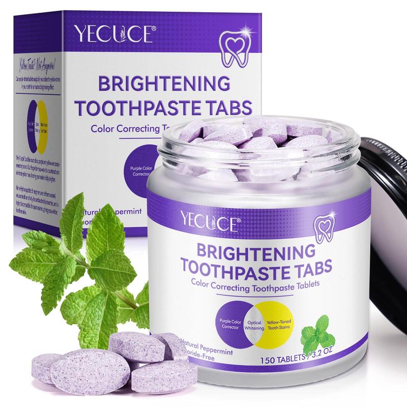 Brightening Toothpaste Tablets, 1 Box 2 Boxes Peppermint Extract Toothpaste for Freshing Breath, Oral Care Product for Men & Women