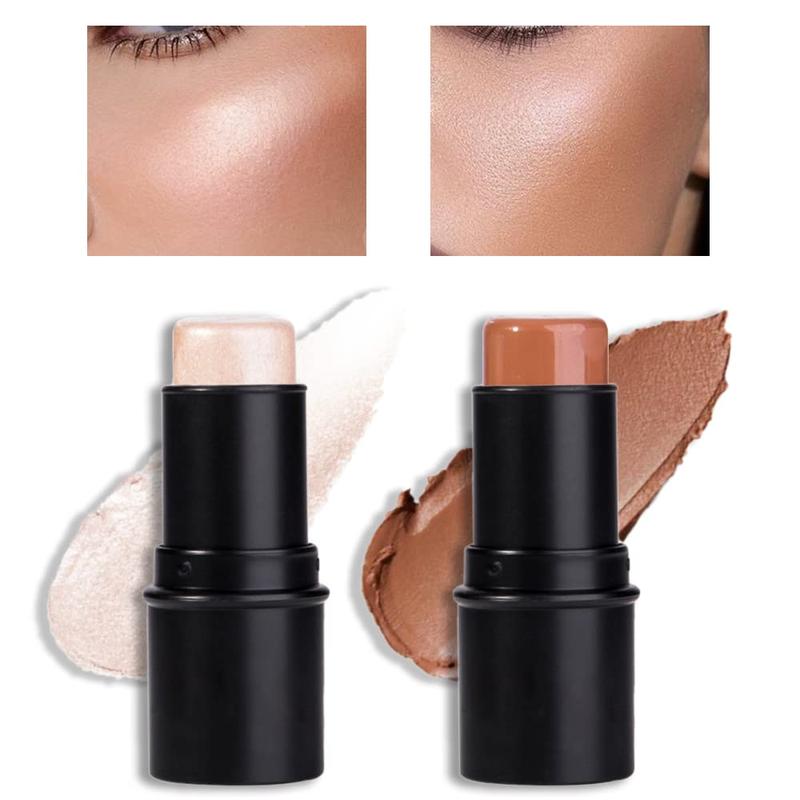 2Pcs Face Cream Contour Bronzer Sticks Makeup Highlighter Highlight Brown Creme Cheek Contour Sticks