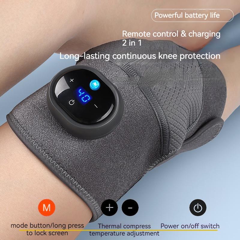 1PC heating knee pad, heated knee massager, 3-in-1 heating massage knee pad, shoulder and elbow pad, vibrating knee joint heating pad, adjustable temperature for 3-speed massage and 5-speed massage, heating and relaxing leg warmer