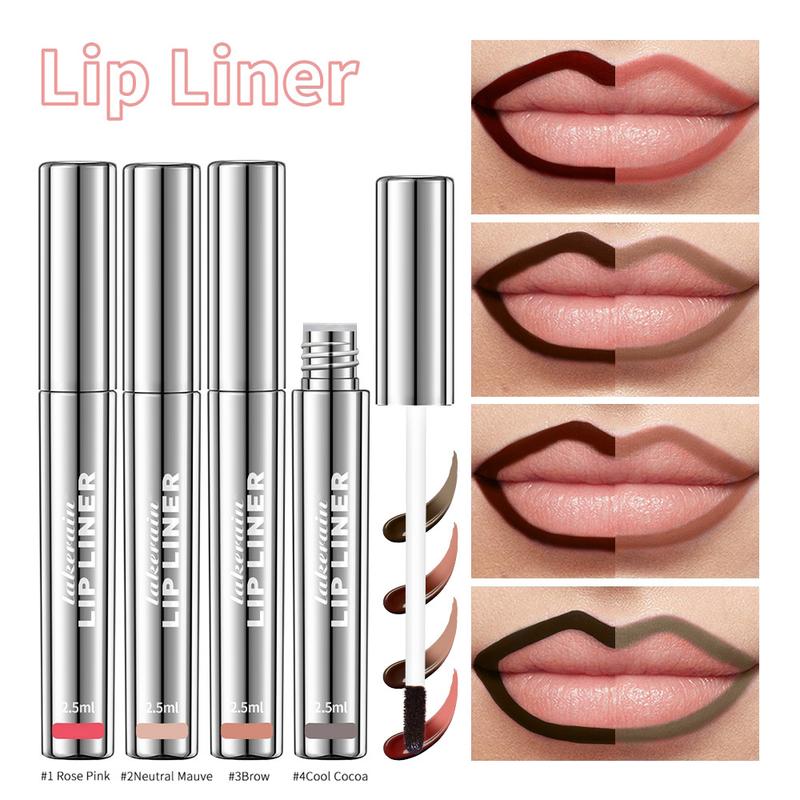 Long Lasting Lip Stain Liner, 4 Counts, Natural Peel Off Lip Stain, Matte Tattoo Lip Liner Stain Peel Off, Women's Lip Liner Makeup,  Peel Off Lip Stain Liner waterproof lip