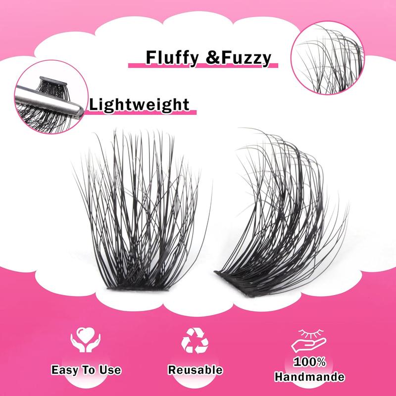 Fluffy False Eyelashes, 1 Set Mixed Style & Length Individual Lashes with Tools, Self Grafting Curl Eyelashes, Eye Makeup Enhancement for Women