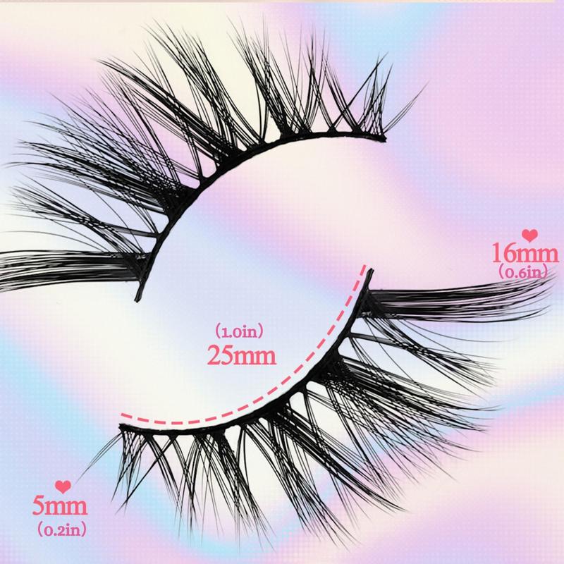 Half Eye Fluffy False Eyelashes Cluster, 7 Pairs Wispy Cat Eye Look Faux Cluster Lashes, Natural Curling Eye Makeup Strip Lashes, Full Volume Eyelash for Lashes Extensions, Volumized False Eyelashes for Women & Girls Eye Makeup Enhancement