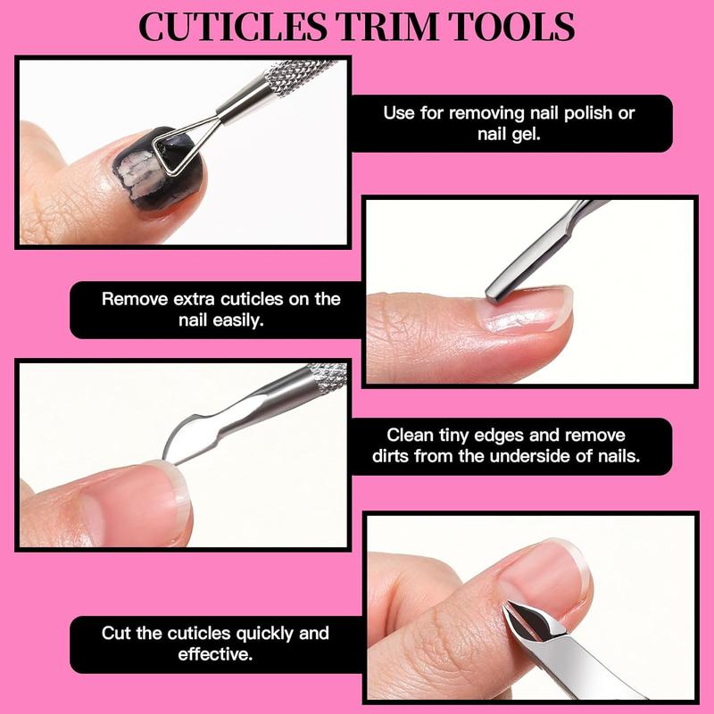 12-Pack Stainless Steel Nail Care Tool Kit with Cuticle Nippers, Trimmer, Pusher, Lifter for Ingrown Toenails ,Nail Files 100 180, Nail Buffer Block - Pedicure & Manicure Tools