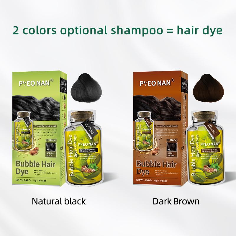 PYEONAN Unisex Bubble Hair Dye, 2-in-1 Gray Coverage & Hair Care with Natural Plant Extracts Black Truffle, No Bleaching 10 Bags Hair Color 5.6 Oz. 160g