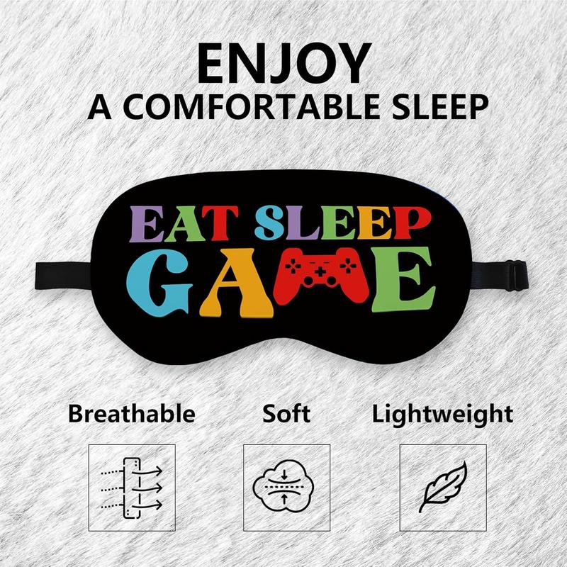 Eat Sleep Game Sleep Mask Silk,  Eye  for Sleep, Blindfold Adjustable Sleep Mask, Gamer Sleep  for Boys, Game Theme Satin Eye Mask Black Sleeping Mask Eye Covers for Sleeping