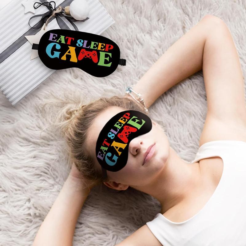 Eat Sleep Game Sleep Mask Silk,  Eye  for Sleep, Blindfold Adjustable Sleep Mask, Gamer Sleep  for Boys, Game Theme Satin Eye Mask Black Sleeping Mask Eye Covers for Sleeping